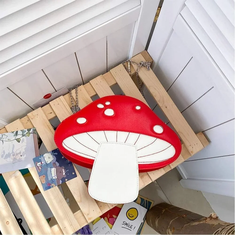 Women Mushroom Shape PU Leather Shoulder Bag Tote Crossbody Purse
